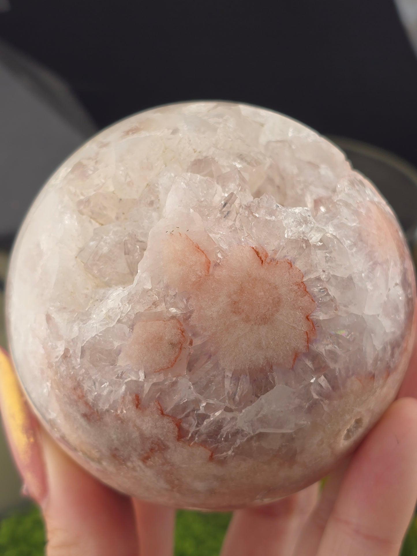 Pink Flower Agate, Amethyst, Pink Amethyst, Quartz sphere