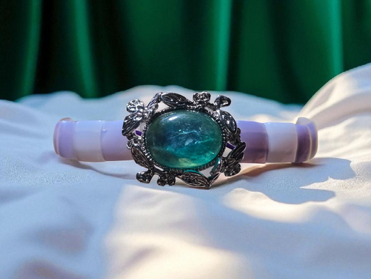 Lavender Moon Quartz w/ Teal Gem Lepidolite focal