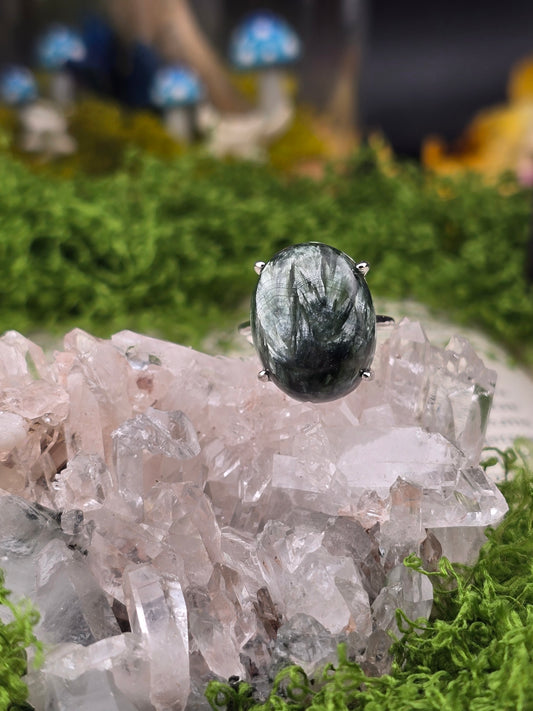 Seraphinite 925 stamped adjustable ring