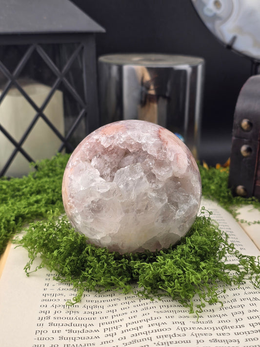 Pink Flower Agate, Amethyst, Pink Amethyst, Quartz sphere