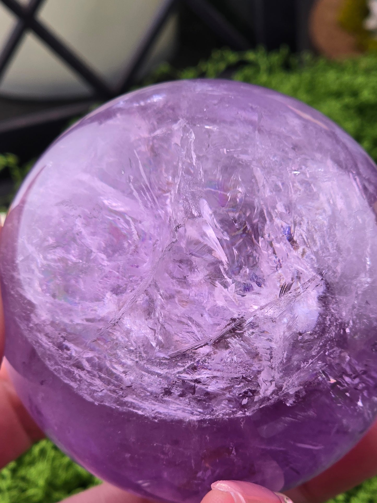 Amethyst sphere w/ Goethite sphere